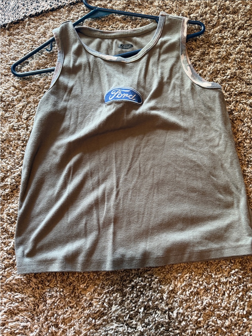Ford Olive Tank Top with Camo-Trim Detail